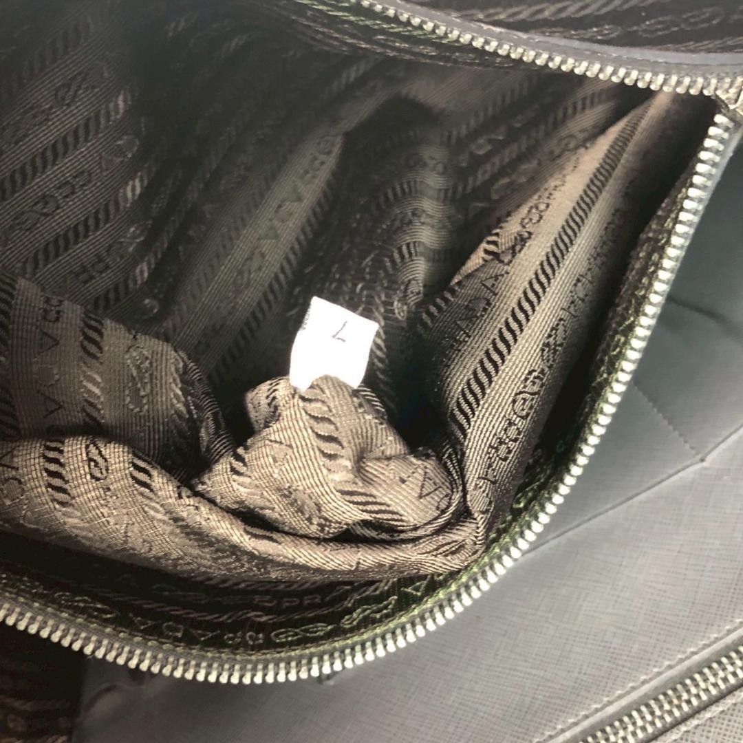 Prada Saffiano Briefcase Business Bag Leather Tote Messenger Shoulder Bag Gray