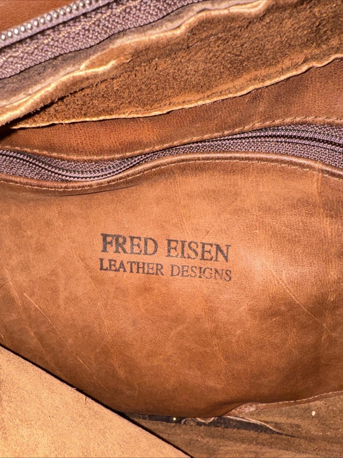 VTG Fred Eisen Brown Leather Designs Backpack Shoulder Strap Handle Sling Bag