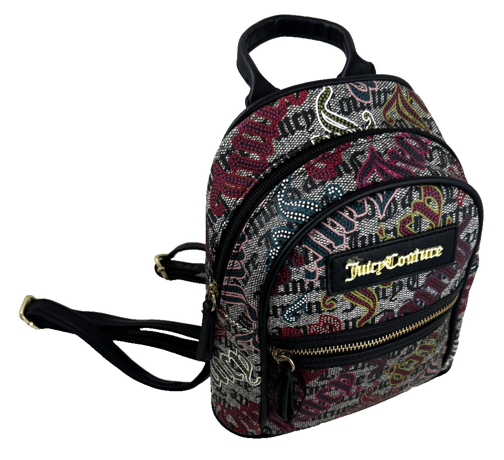 JUICY COUTURE MULTICOLOR LOGO PATTERN MINI BACKPACK HANDY FUNCTIONAL GOOD