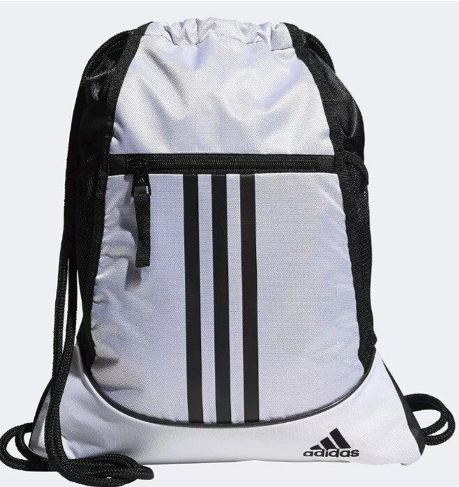 adidas Alliance II Sackpack- White- Black- New- Free Shipping