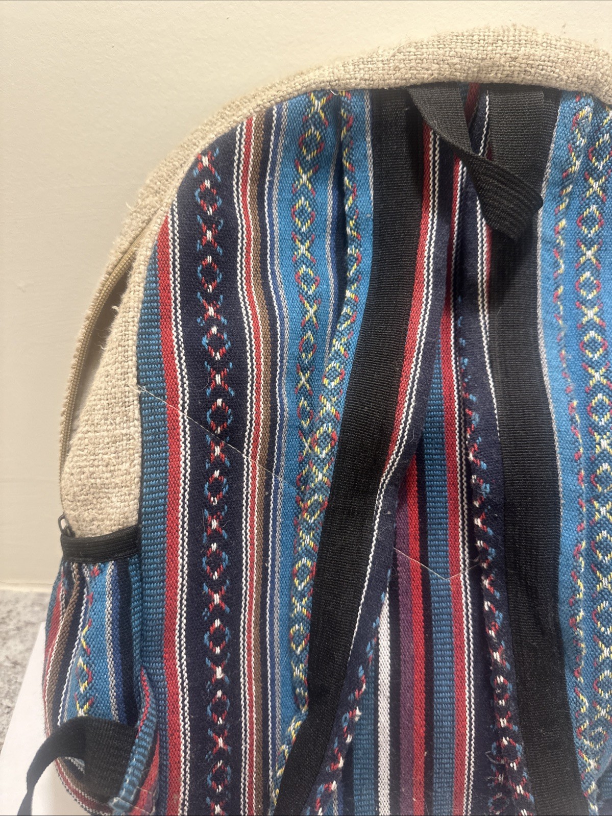PURE HEMP THC FREE MULTICOLOR WOVEN TRAVEL BACKPACK BAG WITH POCKETS