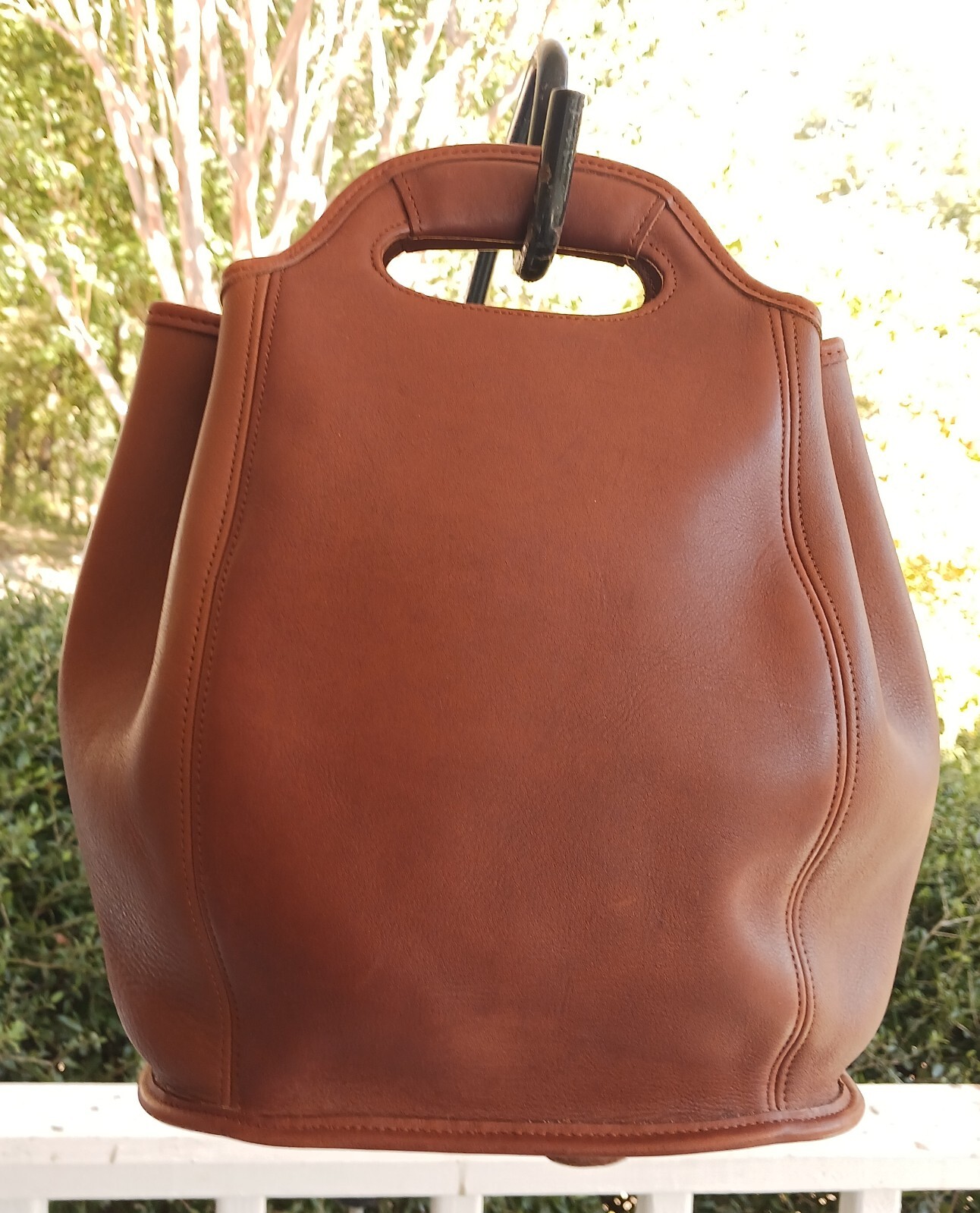 Coach 9994 Medium Vintage British Tan Leather Backpack/Tote w/Top Handle Detail
