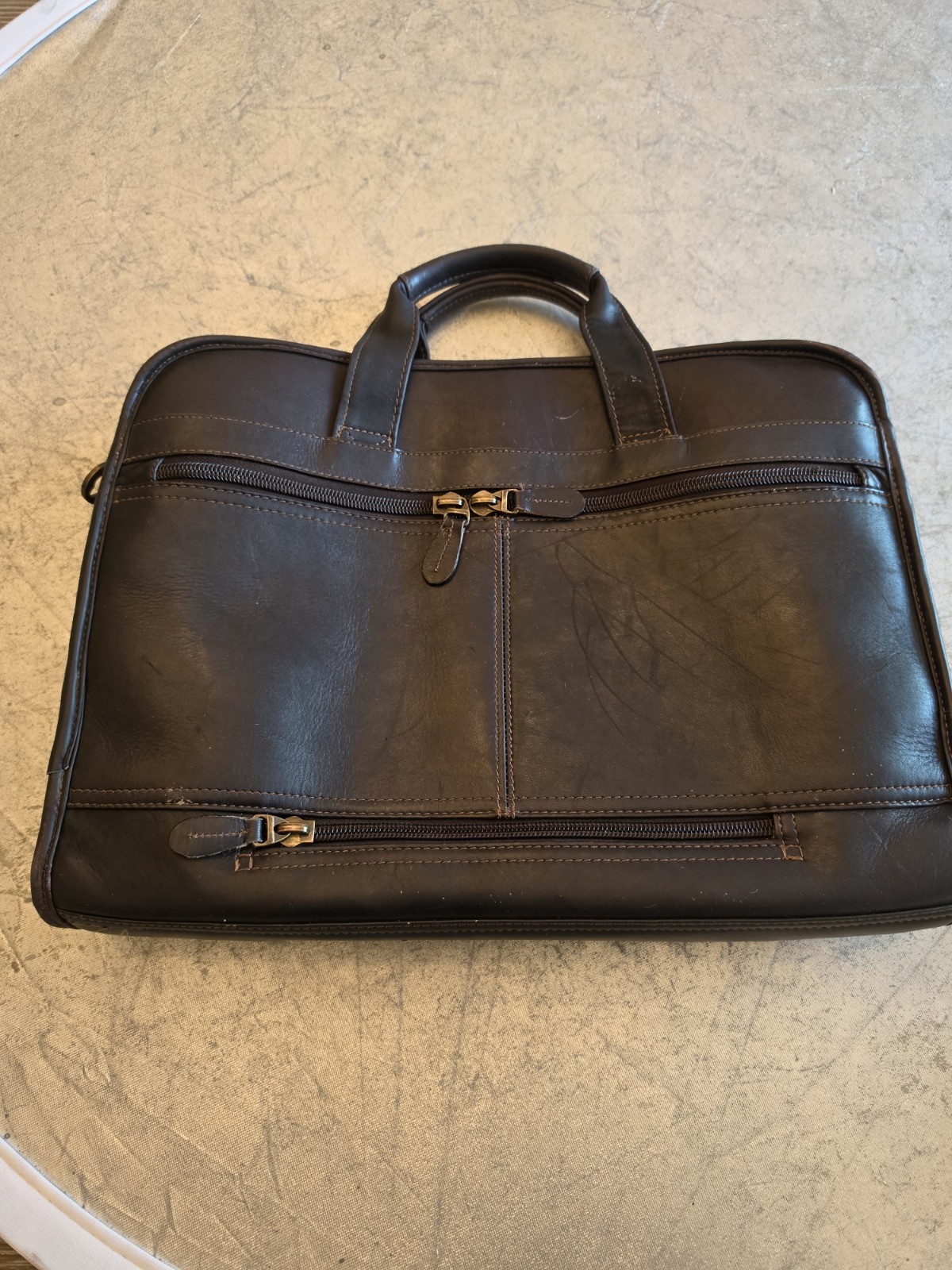 SANTA FE DILANA dark brown Leather Laptop Bag Briefcase No Strap