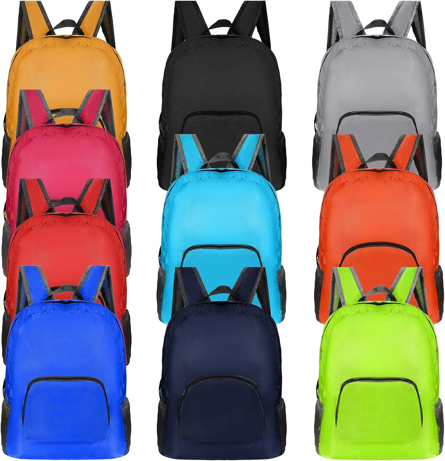 Bulk 10-Pack 17″ Classic Lightweight Foldable Backpacks – Multicolor