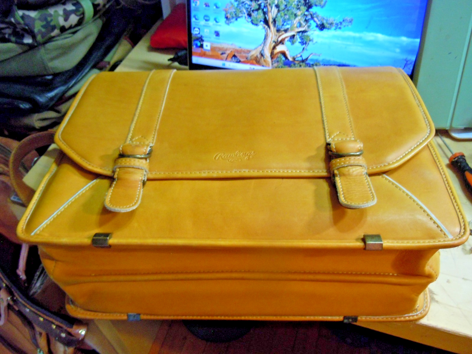VTG Rawlings Baseball Glove Bag Briefcase Leather Carry-on Travel Tan