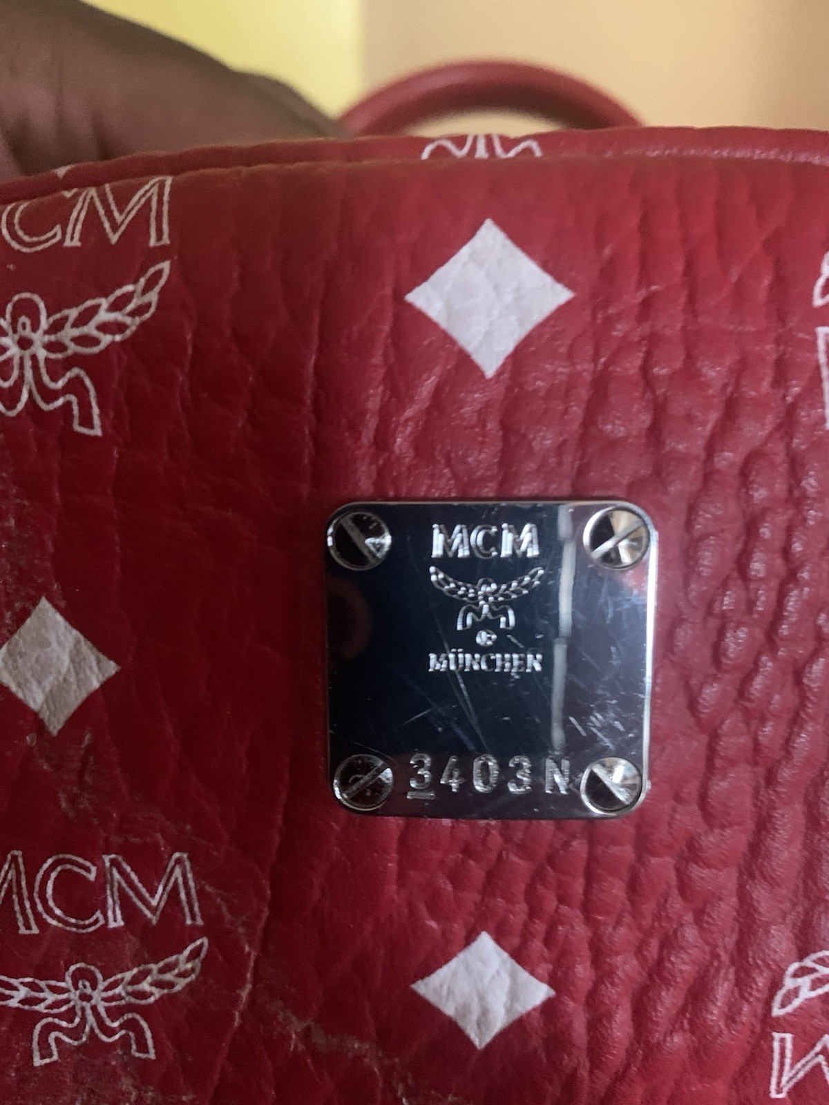 MCM Red & White bookbag for men
