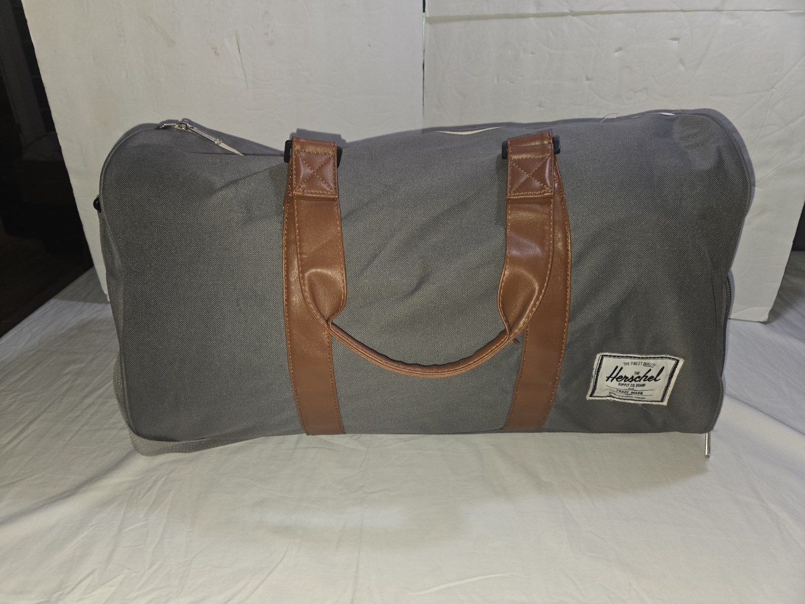 Herschel Supply Co. Mens Double Handle Zip Top Canvas Duffel Bag Gray