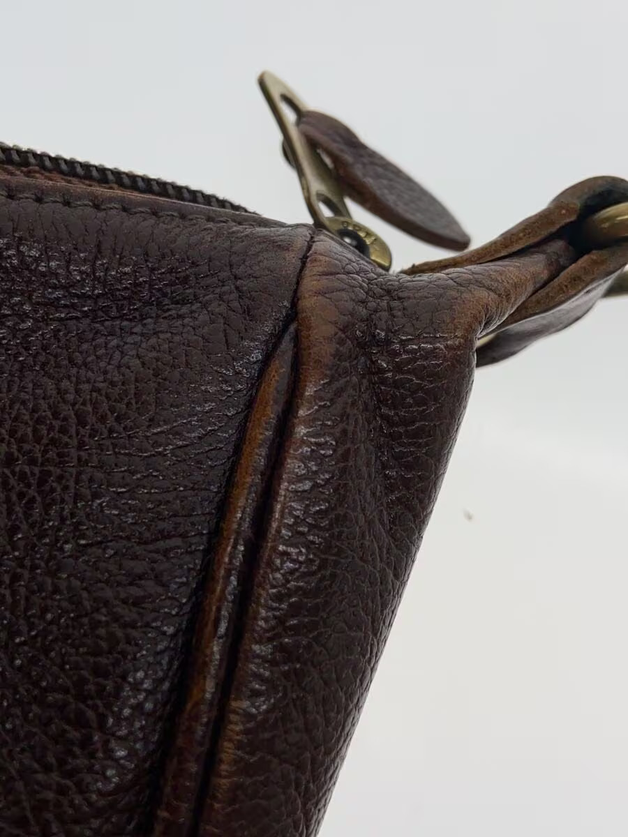 IL BISONTE Shoulder Bag, Leather, Brown, Made in Italy, Grained Leather, Half-Mo