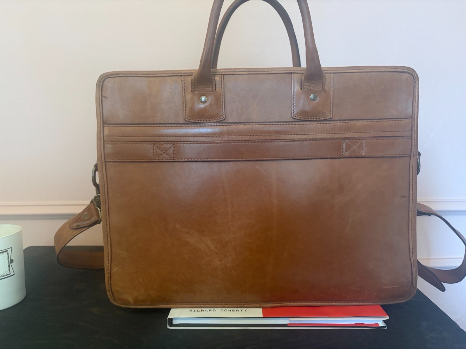 Allen Edmonds Original Heavy Leather Slim Briefcase / Made in USA 4