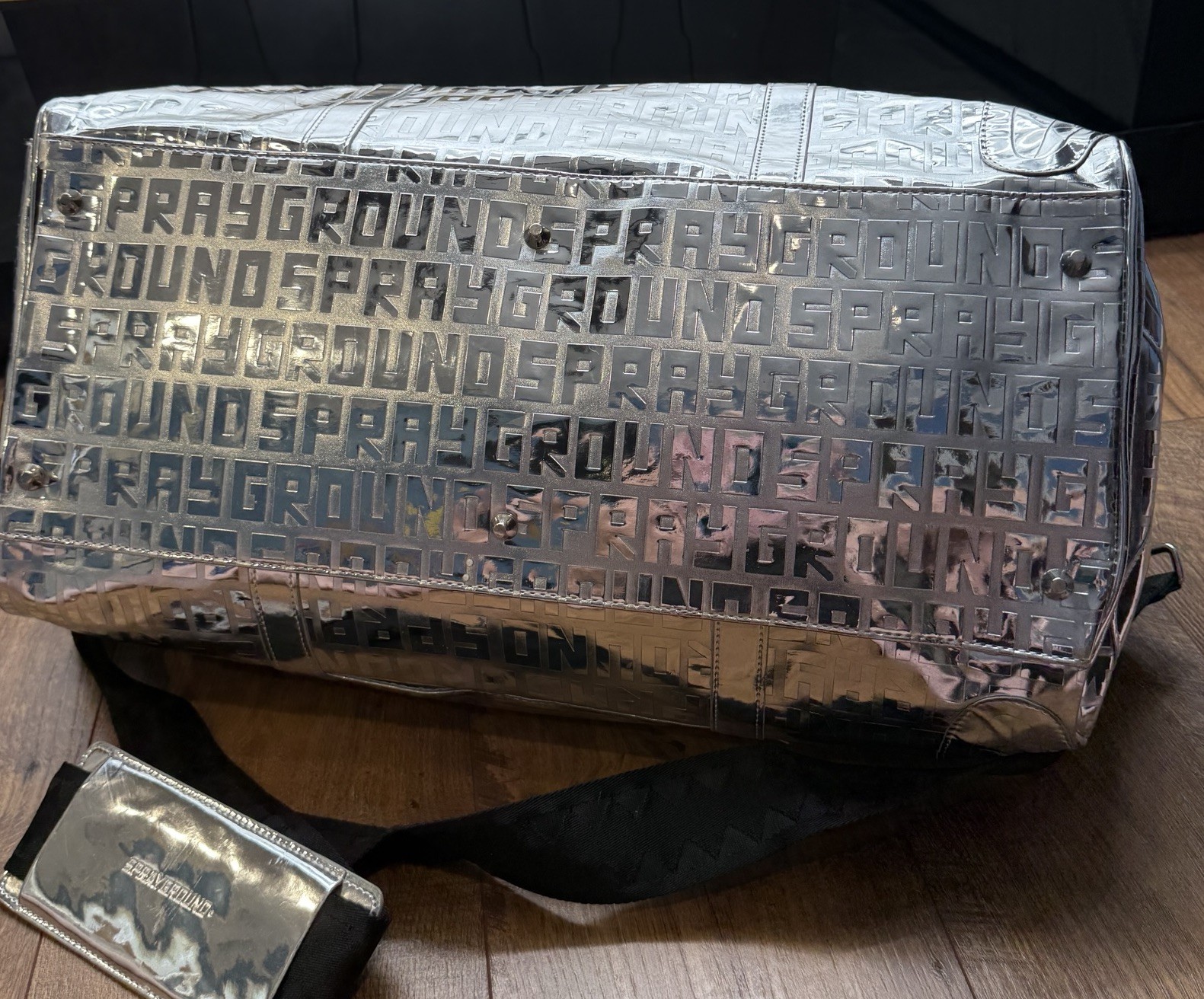 Sprayground Limited Edition Future Titan Metallic Silver Duffle Bag RARE
