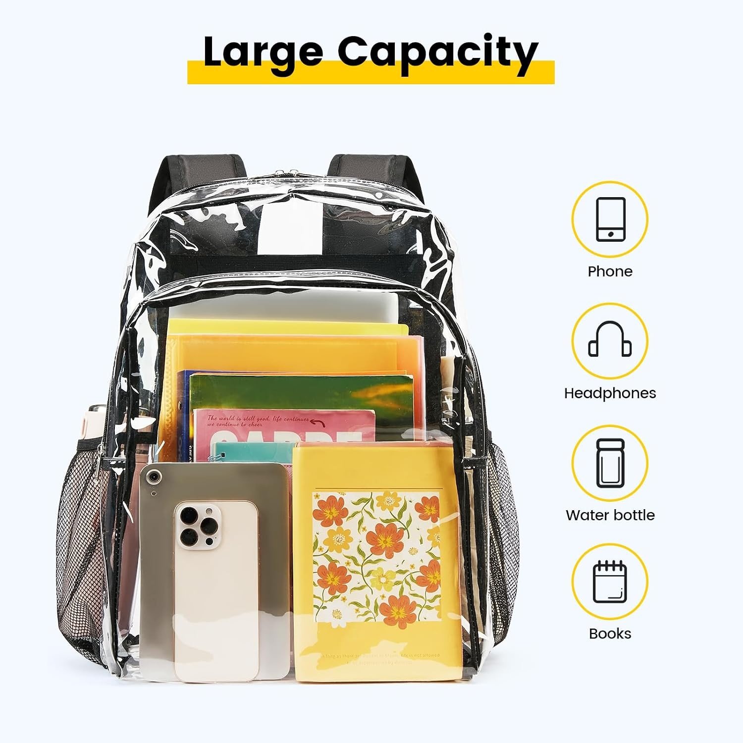 Vorspack Clear Backpack Heavy Duty – Transparent See Through Backpacks Extra Lar