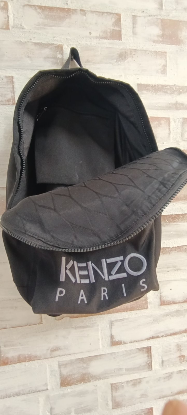 KENZO PARIS Tiger Embroidery Backpack Black Nylon Canvas Unisex Logo Rucksack