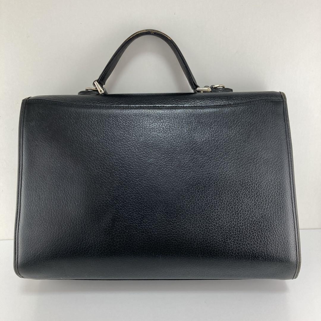 Authentic Vintage Burberry Black Leather Briefcase with Nova Check Interior, Siz
