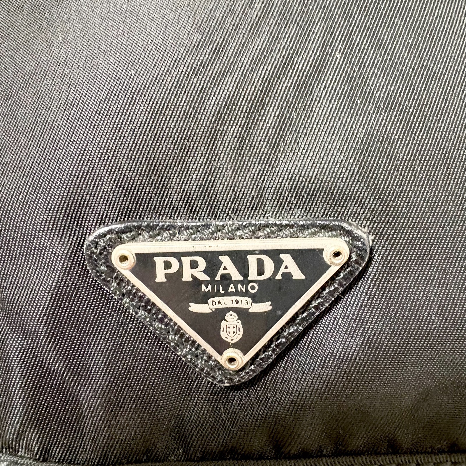 PRADA Nylon Backpack Black Triangle Logo White Tag Vintage Unisex Bag