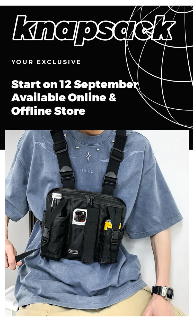 1pcs/set Men’s High-Density Nylon Tactical Vest Bag with Multiple Compartments C