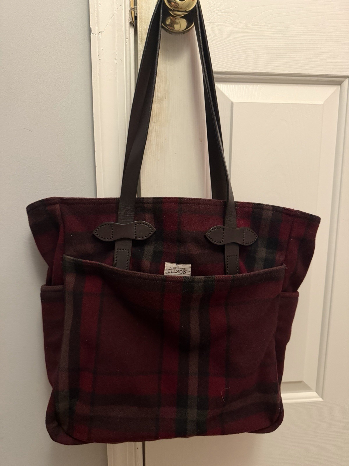 Filson Mackinaw Wool Open Tote Bag Red & Black