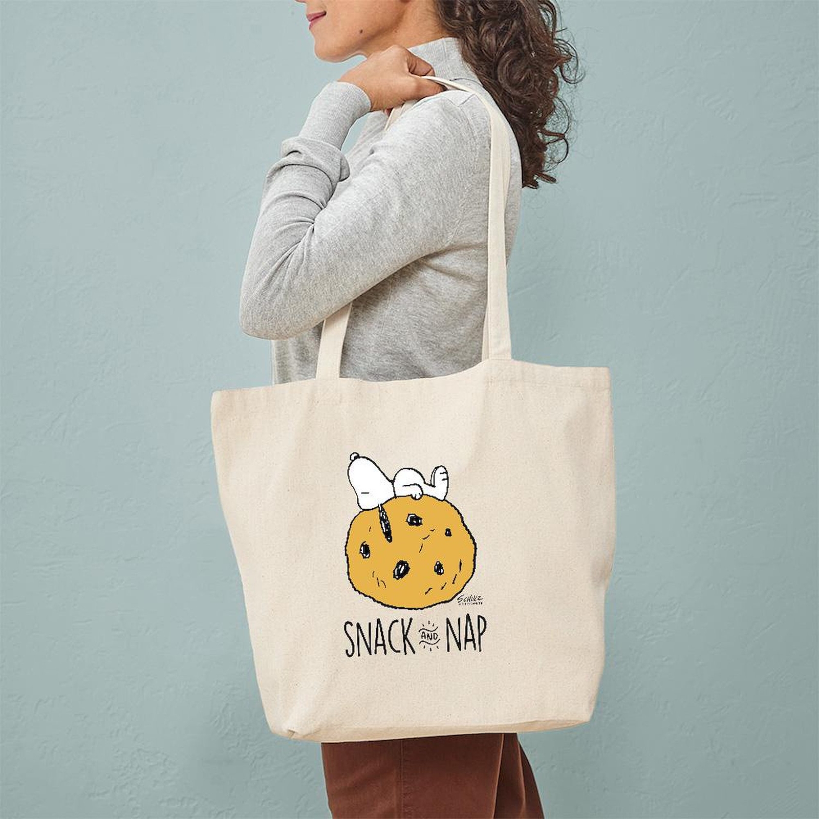 CafePress Peanuts Snoopy Natural Canvas Tote Bag, Cloth Shopping Bag (767392312)