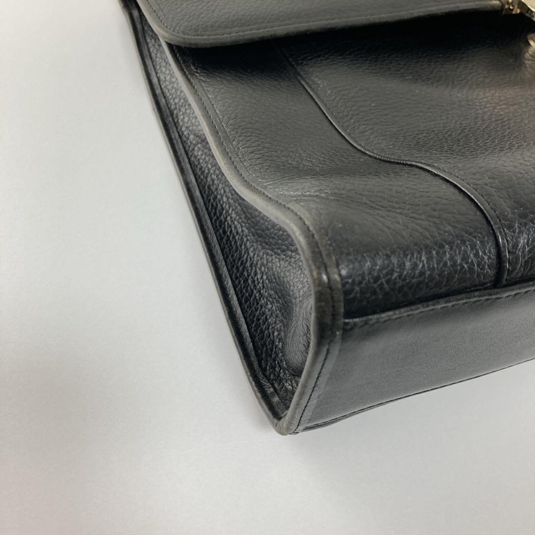 Authentic Vintage Burberry Black Leather Briefcase with Nova Check Interior, Siz