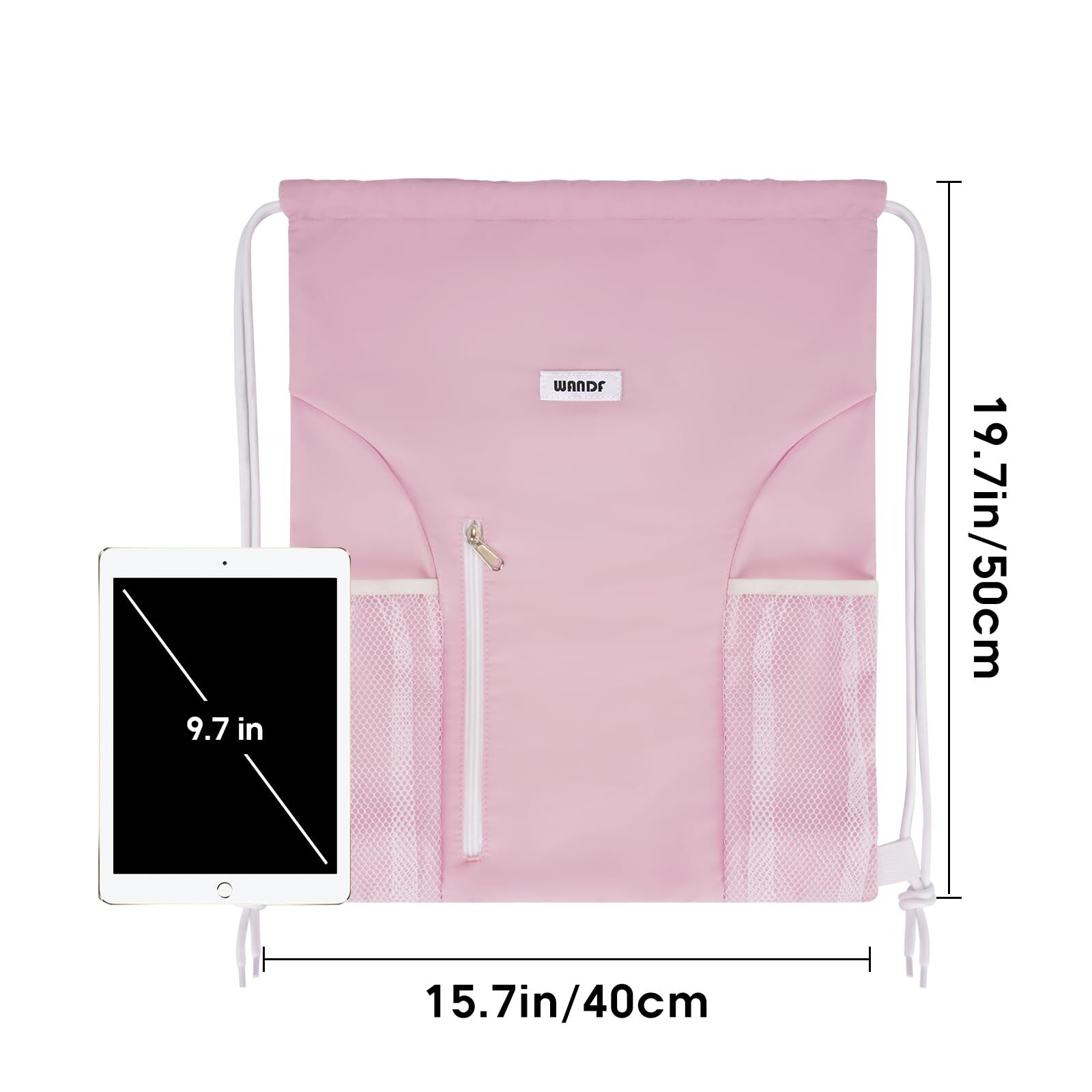 Drawstring Backpack Sports Gym Sackpack With Mesh Pockets Water Resistant String