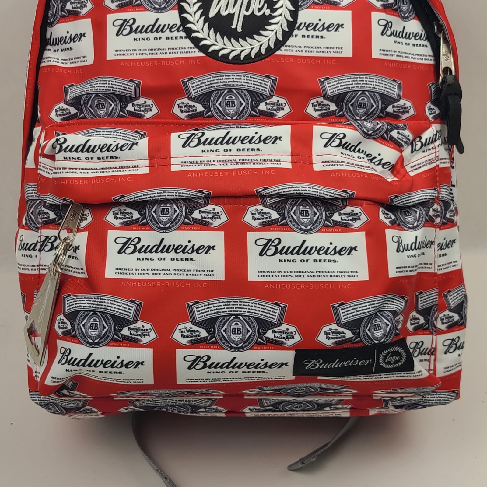 Hype X Budweiser Beer Collaboration Backpack w/ Bottle Opener All Over Print Red