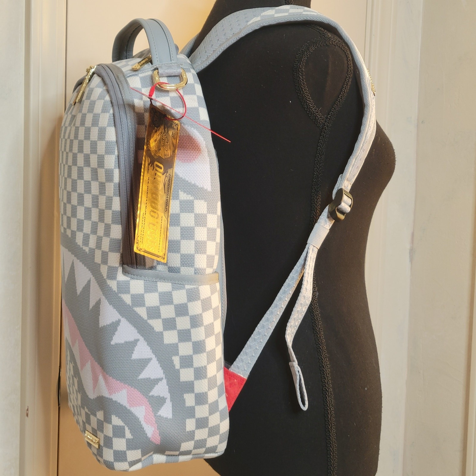 NWT SPRAYGROUND Knit SHARKS IN PARIS Cream DLX Backpack Soldout Limited Edition