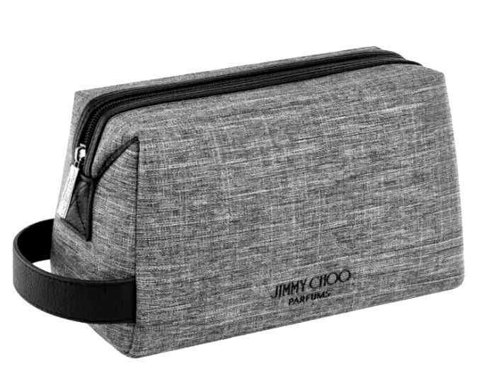 New Jimmy Choo Parfums Toiletry Pouch Gray Heather Cosmetic Bag Travel Case NWT