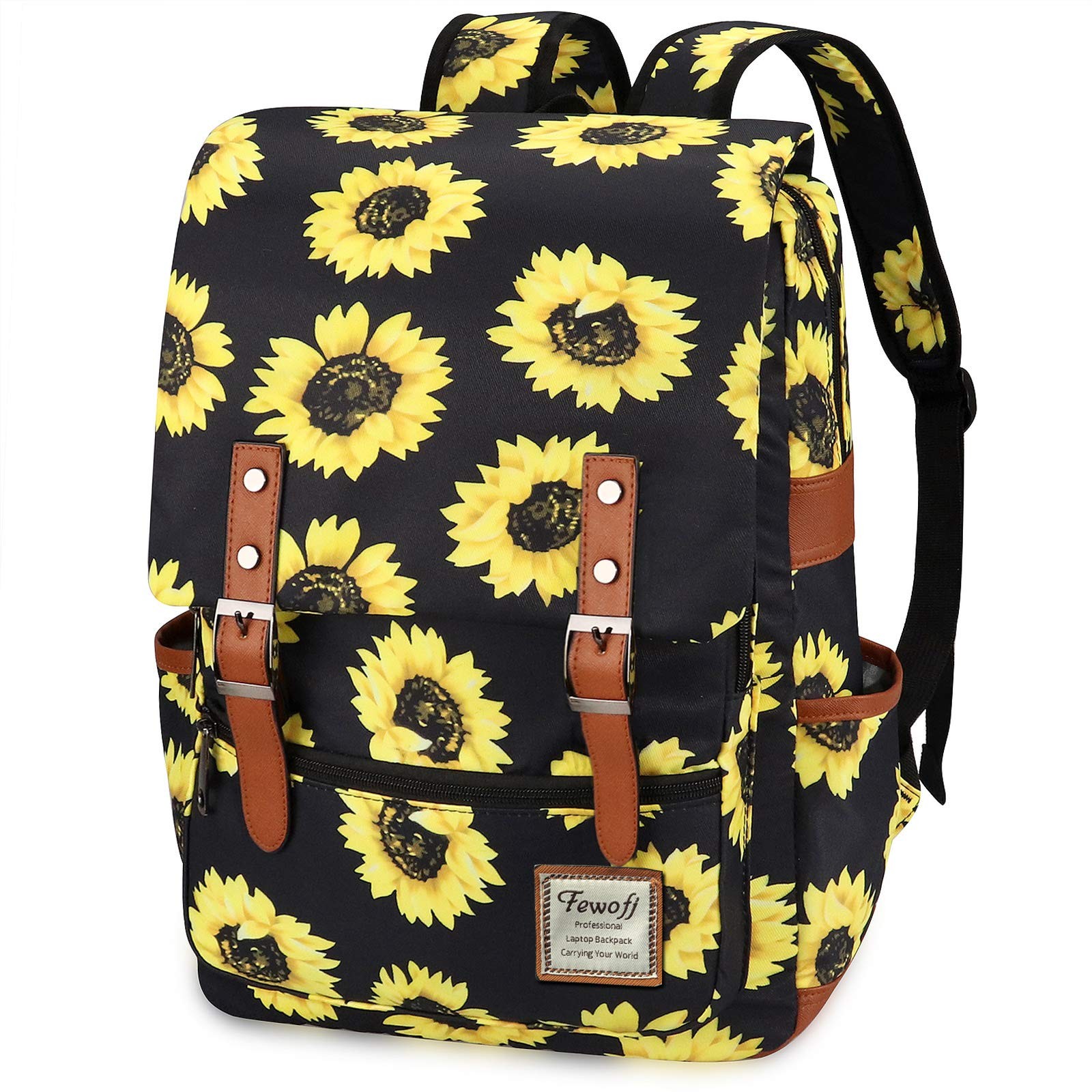 Sunflower School Backpack Girls 15.6 Inch Laptop Bookbags Casual Daypack