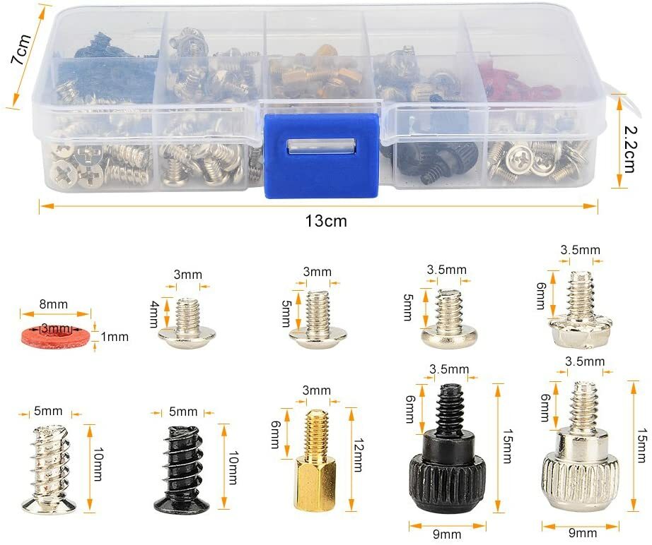 ASIV 228pcs Kit de vis pour châssis d’ordinateur ventilateur de lecteur