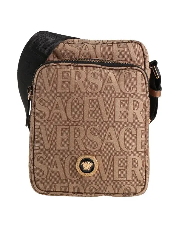 New Versace Gold Medusa Logo Print Crossbody Shoulder Bag Canvas Unisex