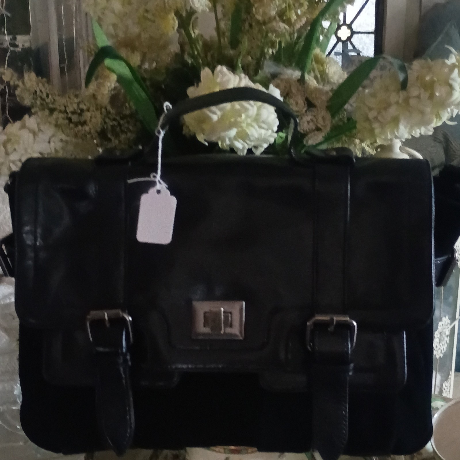 Audrey Brooke Leather Messenger/Saddle Buckle Bag