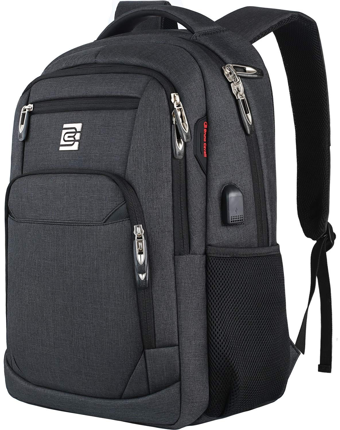 Anti-Theft Laptop Backpack with USB Port, Water Resistant, Fits 15.6″ – Black