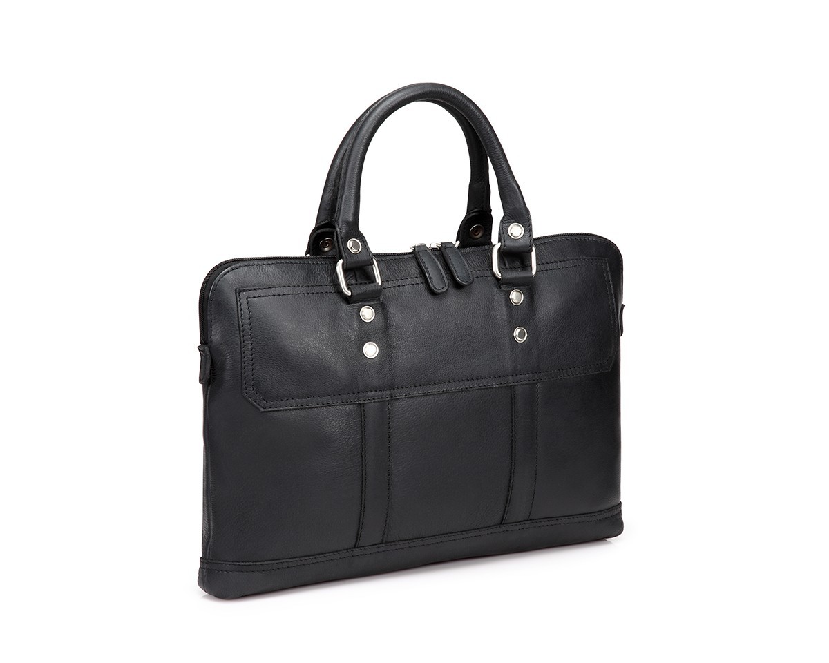 Full Grain Leather Laptop Bag Men Hand Carry Briefcase Work Business Padded Case