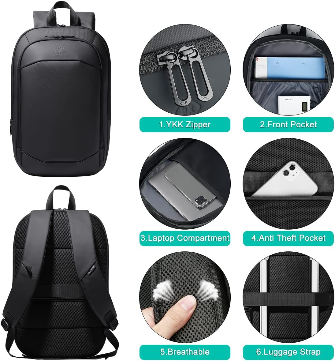 Business Backpack for Men 17 Inch,Slim & Expandable Waterproof Travel Laptop Bac