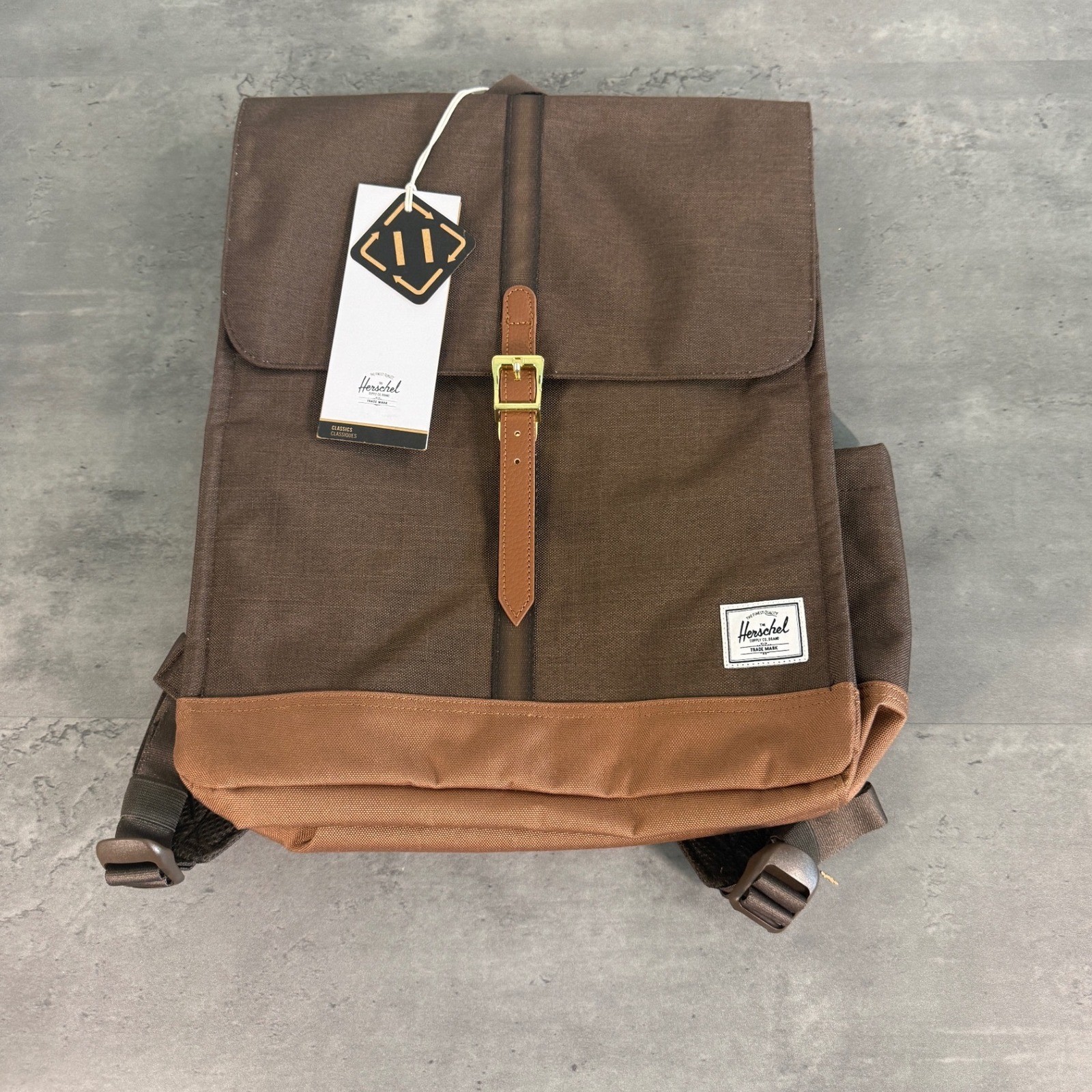 Herschel City Backpack Unisex Brown Tan Canvas Minimalist 14L Daypack NEW