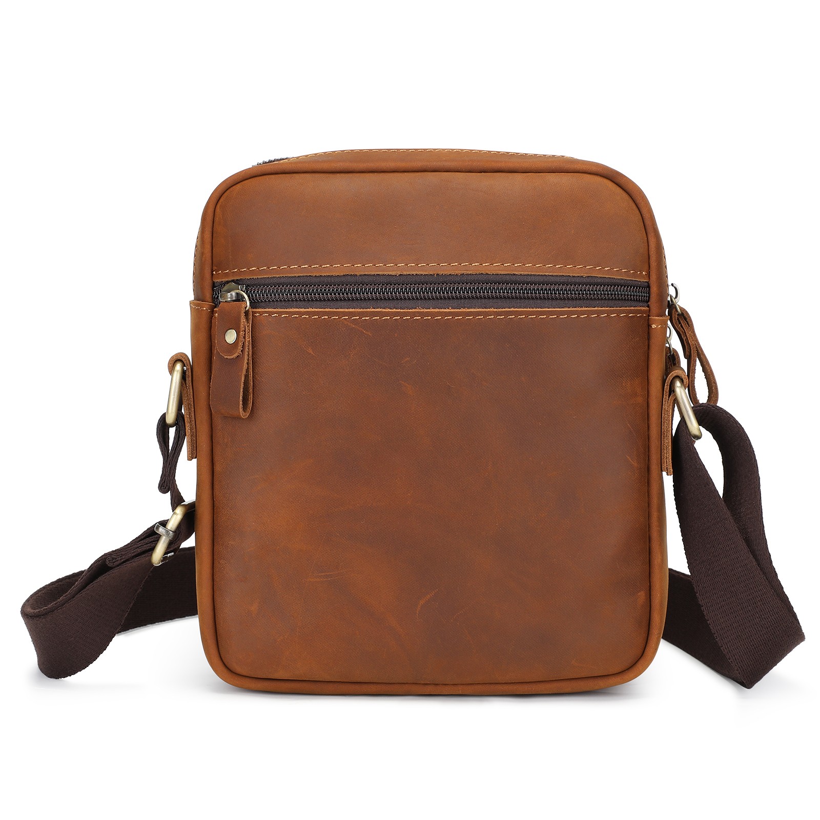 Men Genuine Leather Small Messenger Bag Crossbody Shoulder Bag Vintage Satchel