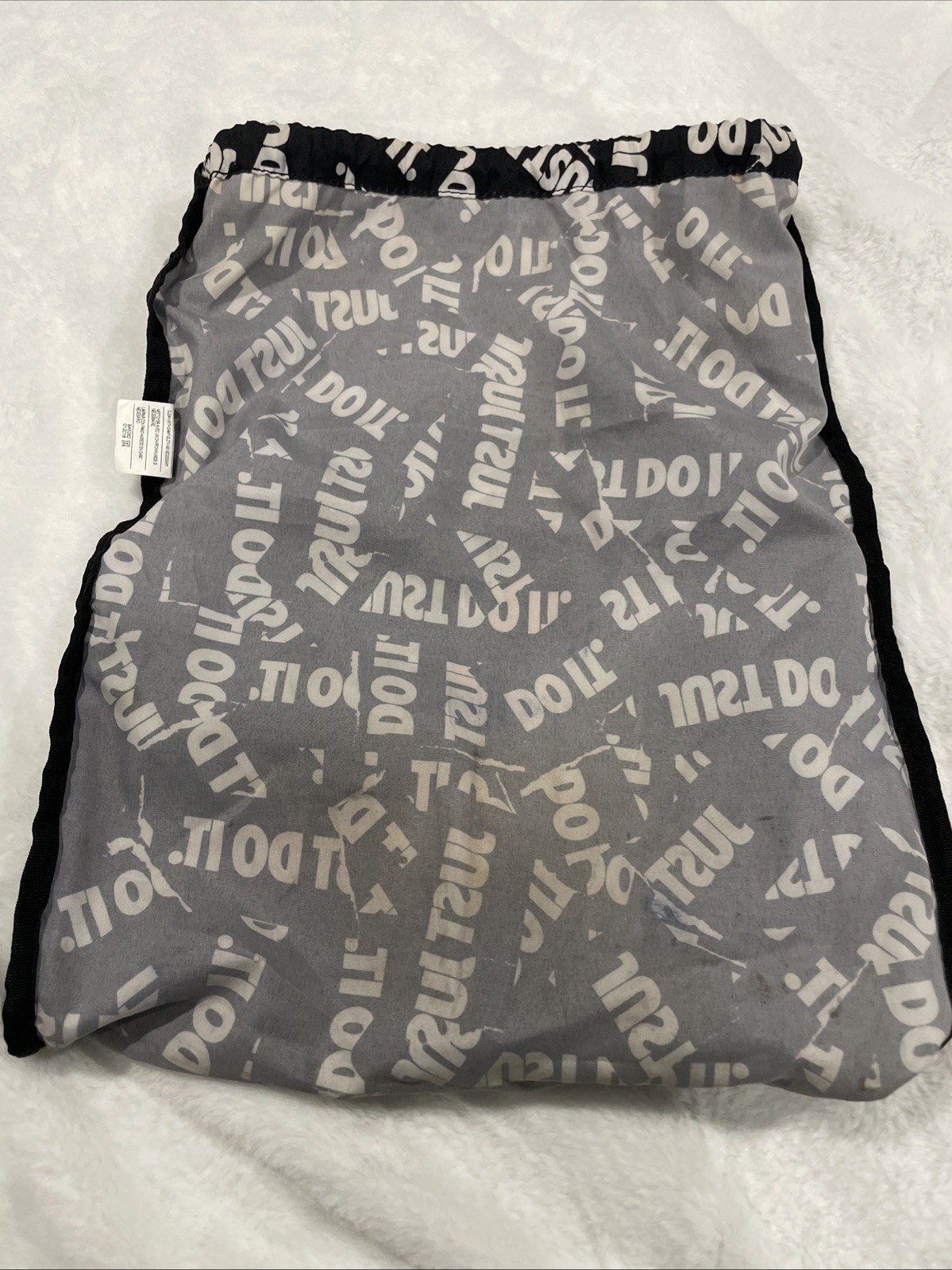 Nike ‘JUST DO IT’ Cinch Bag Drawstring Backpack Black & White Neon Pink SWOOSH