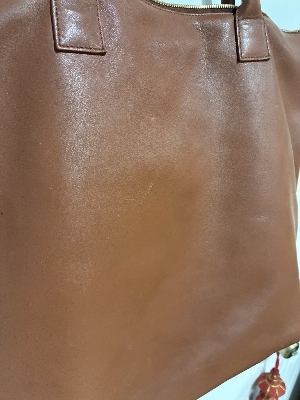 WANT Les Essentiels O’Hare Large Leather Tote Crossbody Travel Bag Light Brown
