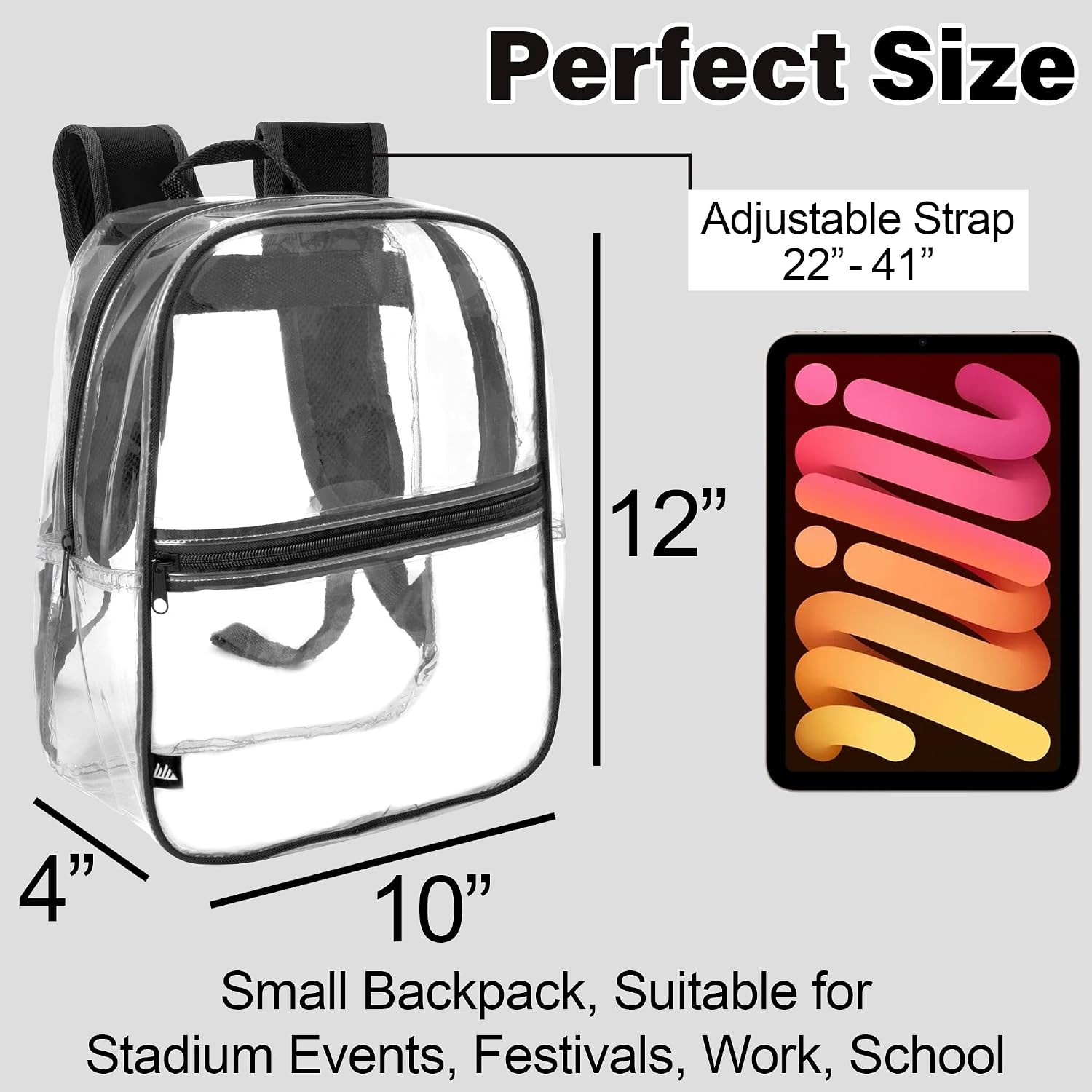 Mini Clear Backpack Stadium Approved Small Clear Concert Bag for Work, Commute,