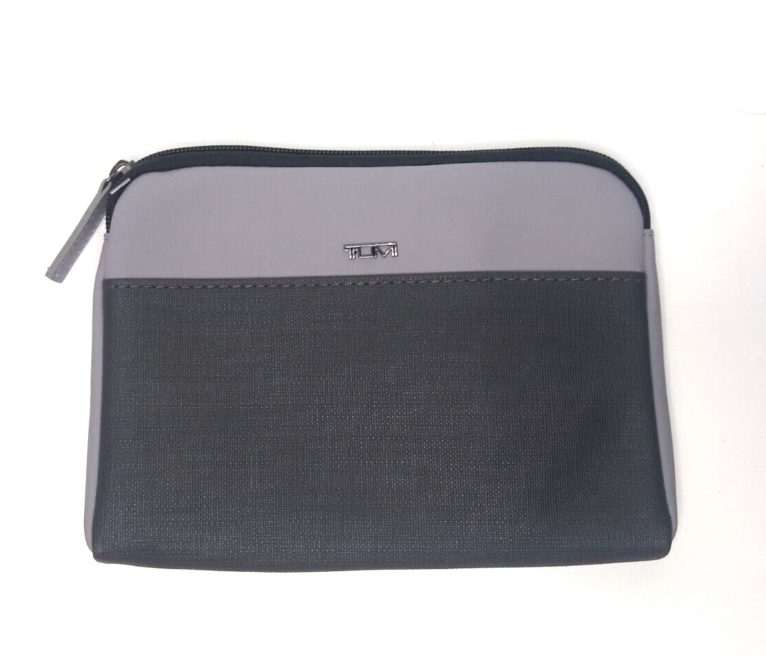 TUMI Delta Bag Pouch Grey Zip Soft Sided Air Travel Pouch, OEM Sleep Mask, New