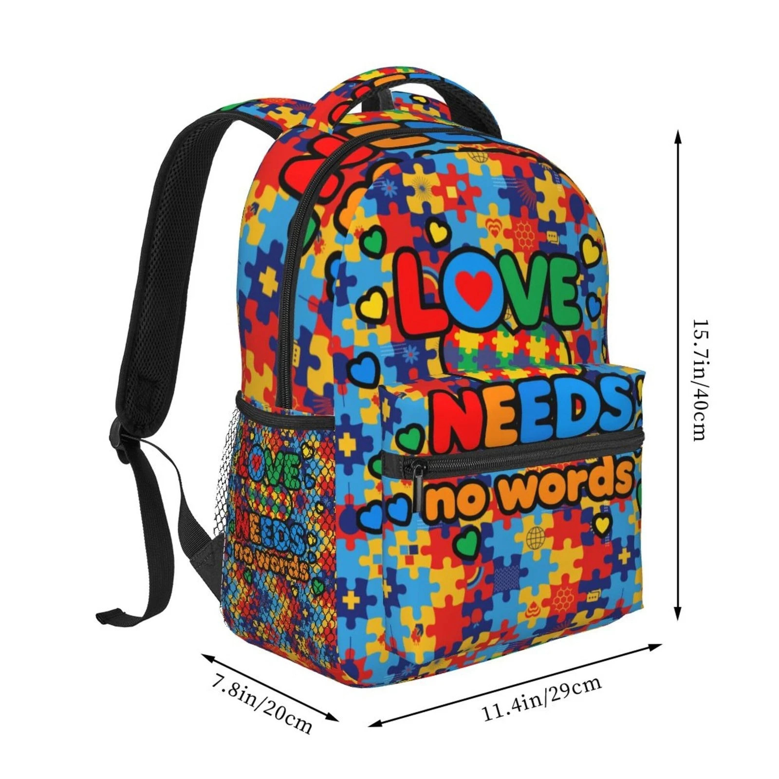 Autism Awareness Lightweight Travel Backpack With Zipped Front Pocket Printed…
