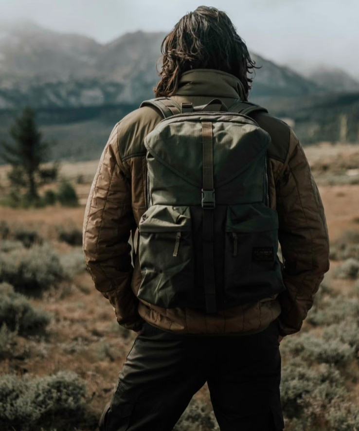 FILSON Ripstop Nylon Backpack Surplus Green Lightweight Padded Straps Hiking