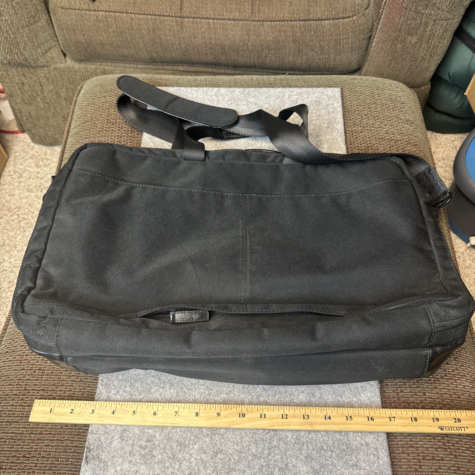 Joe by Joseph Abboud – Black Laptop Travel Case Canvas w/ Leather Trim