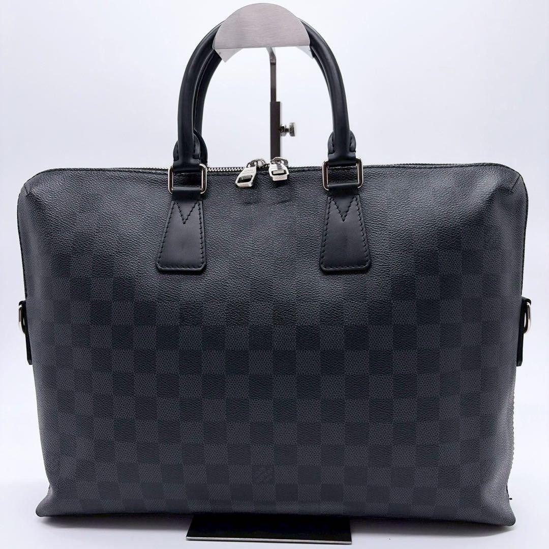 Louis Vuitton Damier Graphite Briefcase Men Black Business Bag Authentic