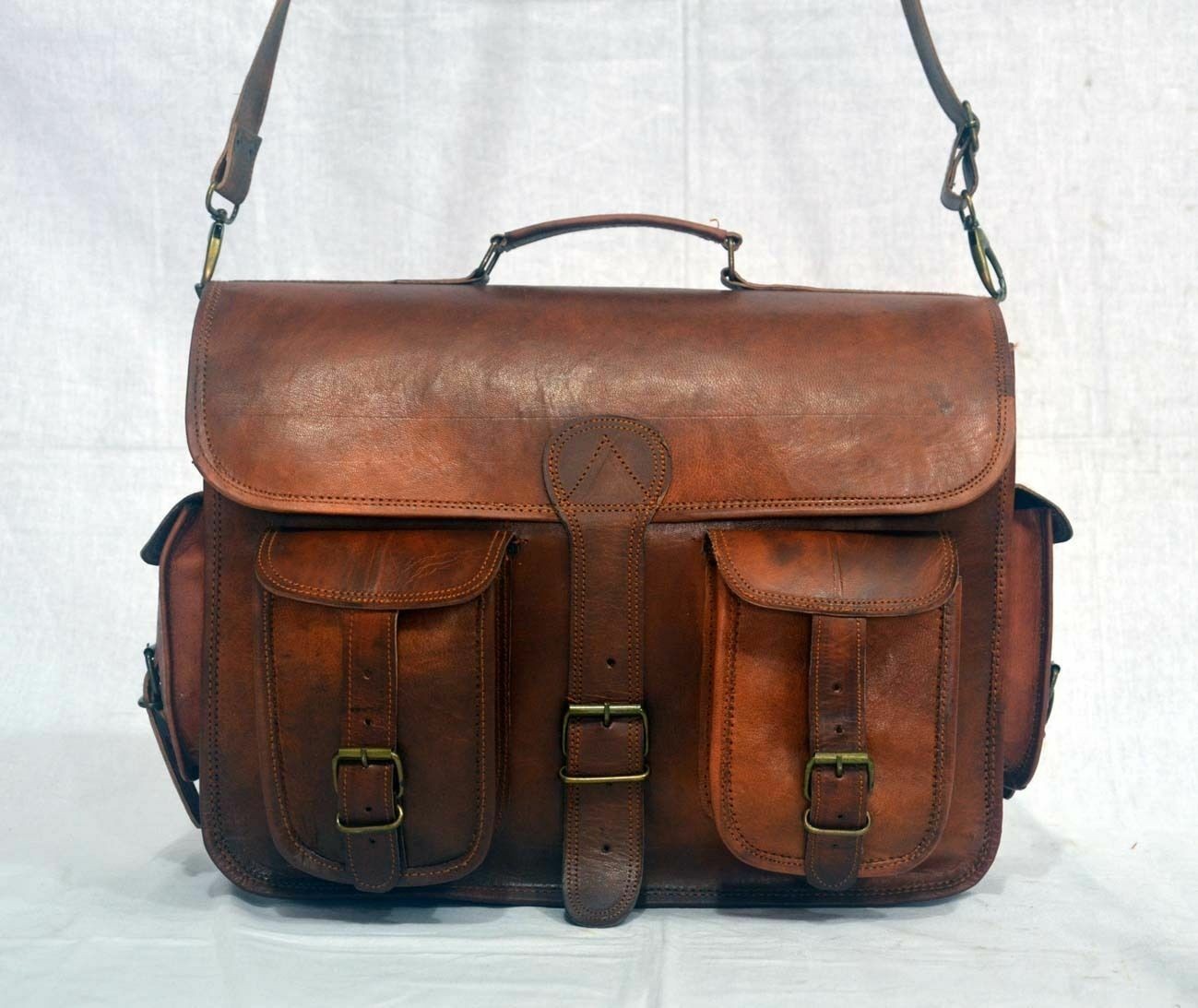 New Leather Messenger Laptop Bag Computer Distressed Brown Satchel Briefcase Men