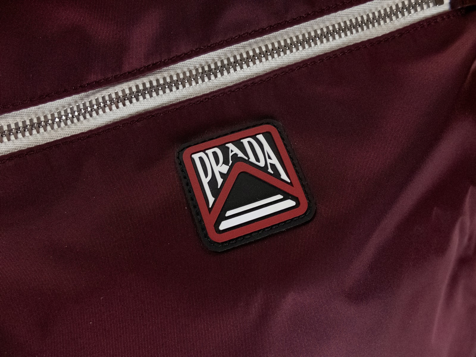 (NO CUSTOMS TAX) PRADA red Tessuto nylon drawstring backpack w leather accents