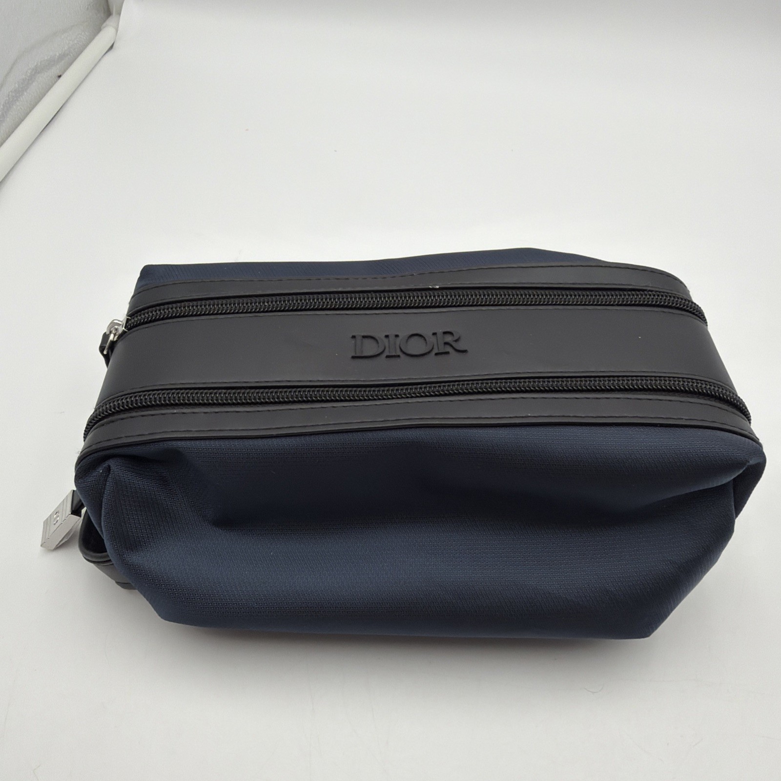 NIB Dior Navy & Black Toiletry Bag Dopp Kit Pouch Travel Case Dual Zipper NEW