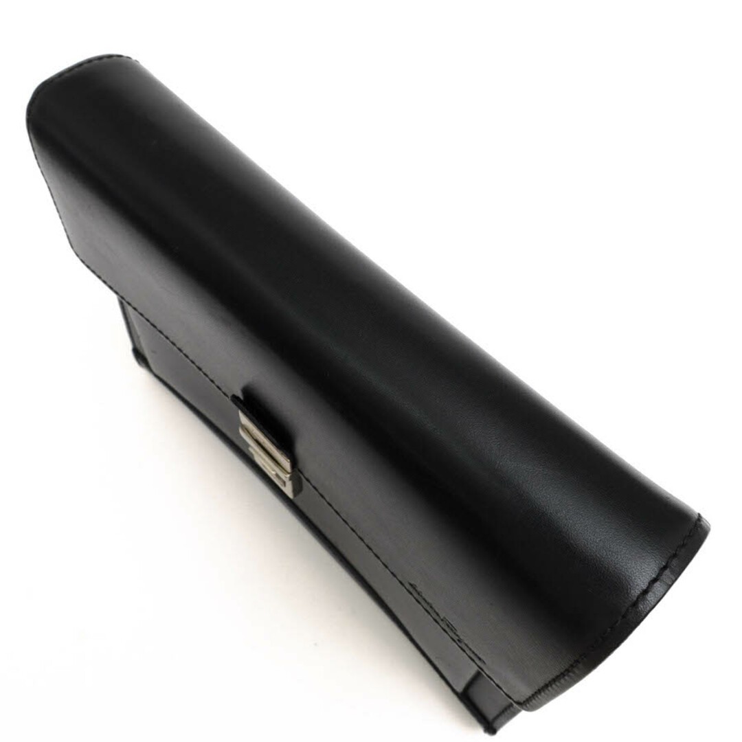 Ferragamo Men’s Business Second Clutch Bag Black Leather Flip-style 26x19x6.5cm
