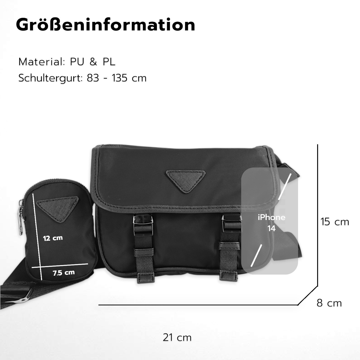 Men’s Small Crossbody Messenger Bag with Mini Bag Satchel Nylon 1839