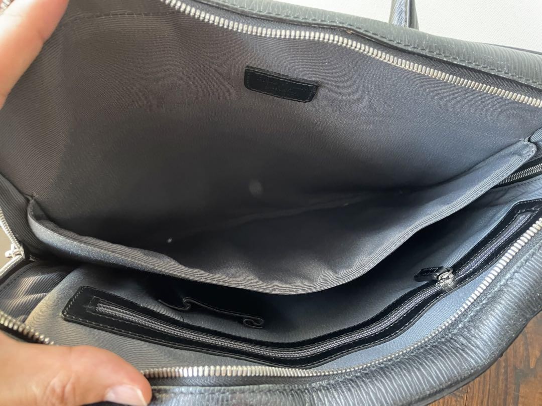Ferragamo business bag document case Revival Brief Black Leather 36x29x6.5cm