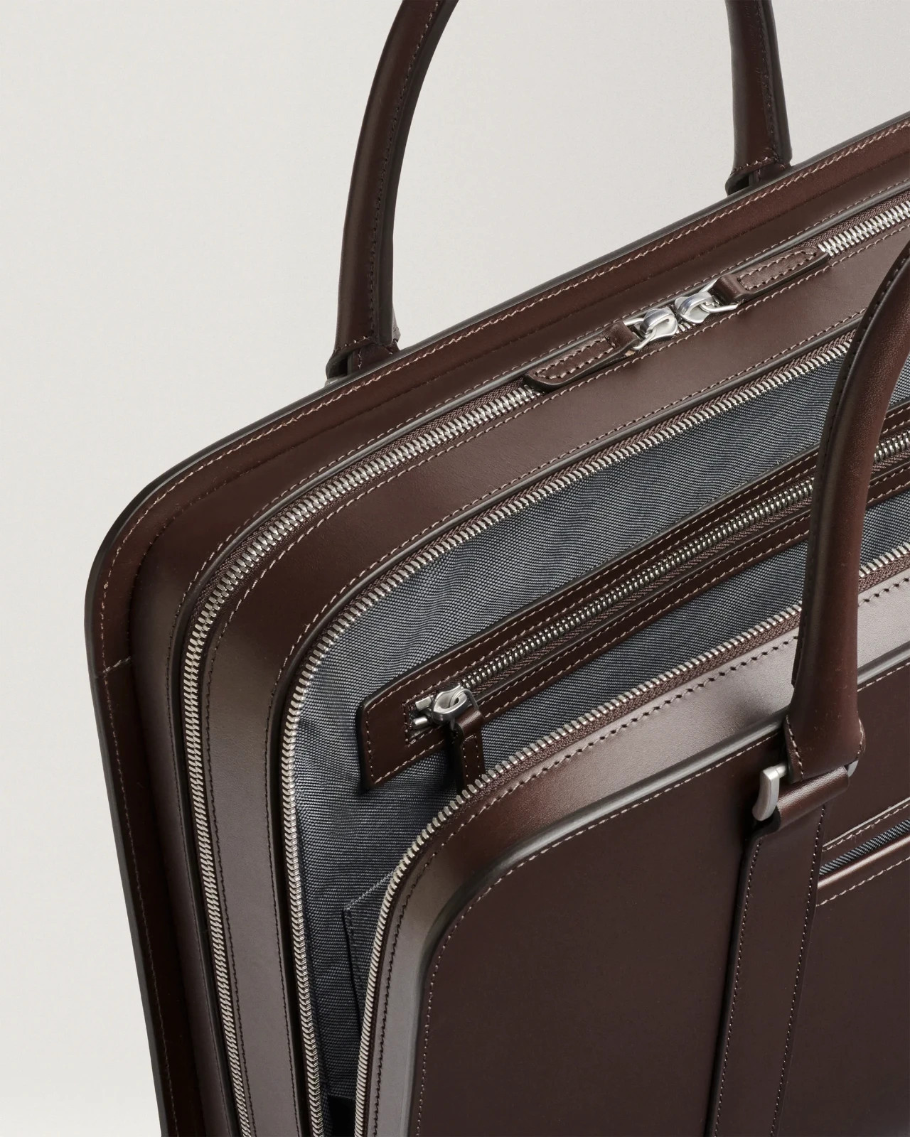 Carl Friedrik Palissy Double Briefcase Chocolate Smooth Leather